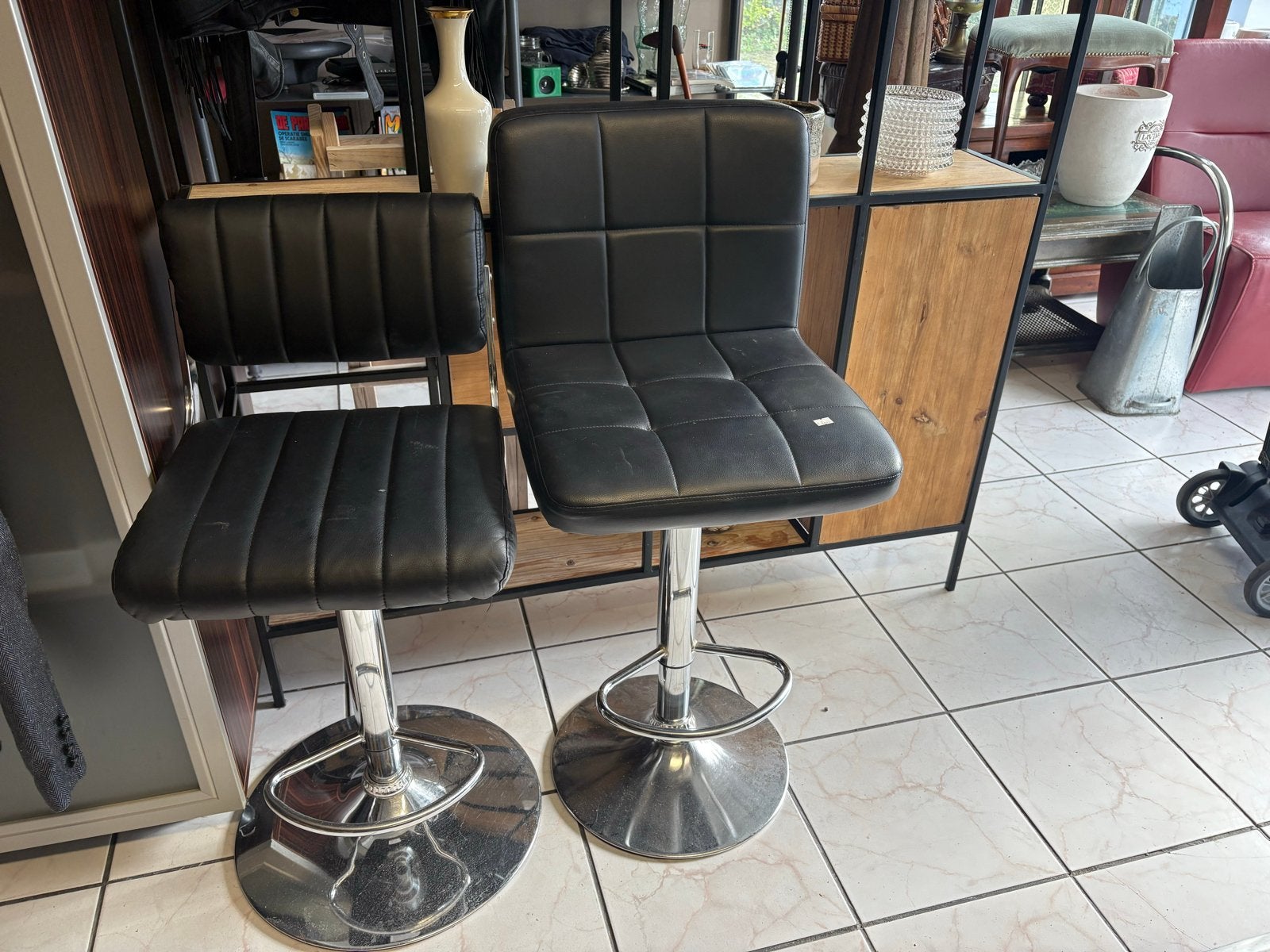 Verstelbare Bar- en Kappersstoelen - Diverse Soorten, Ophalen, Gebruikt, In hoogte verstelbaar, Leer