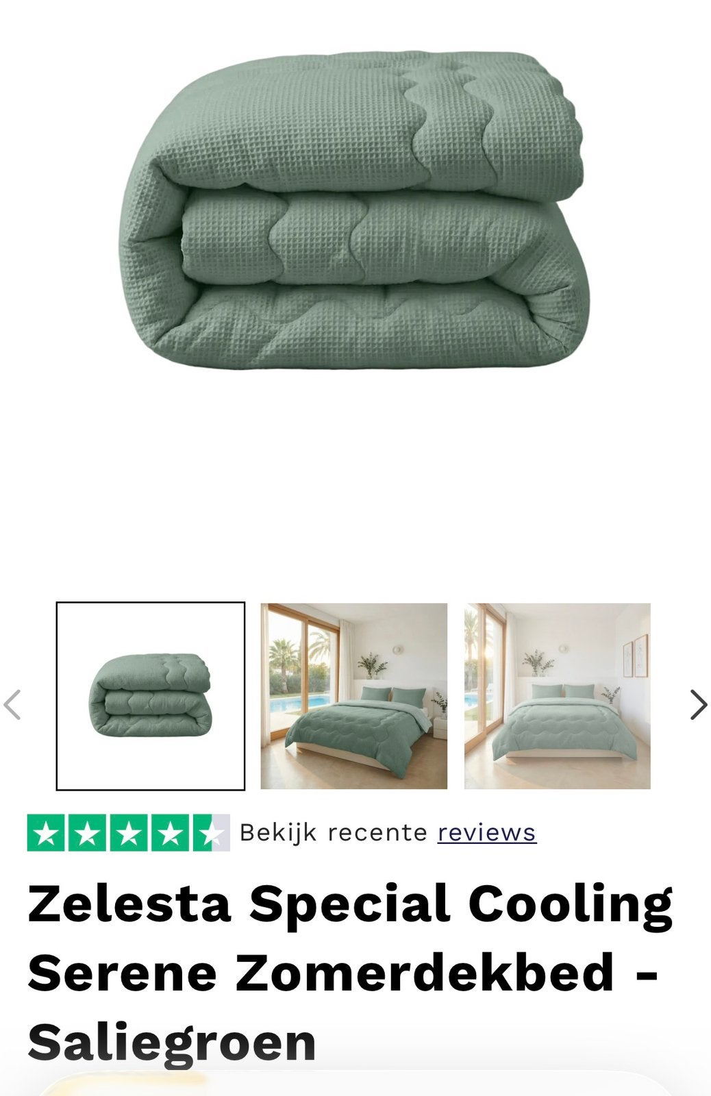 Zelesta cooling dekbed 200*220 saliegroen, Wit, Tweepersoons, Ophalen of Verzenden, Deken of Dekbed