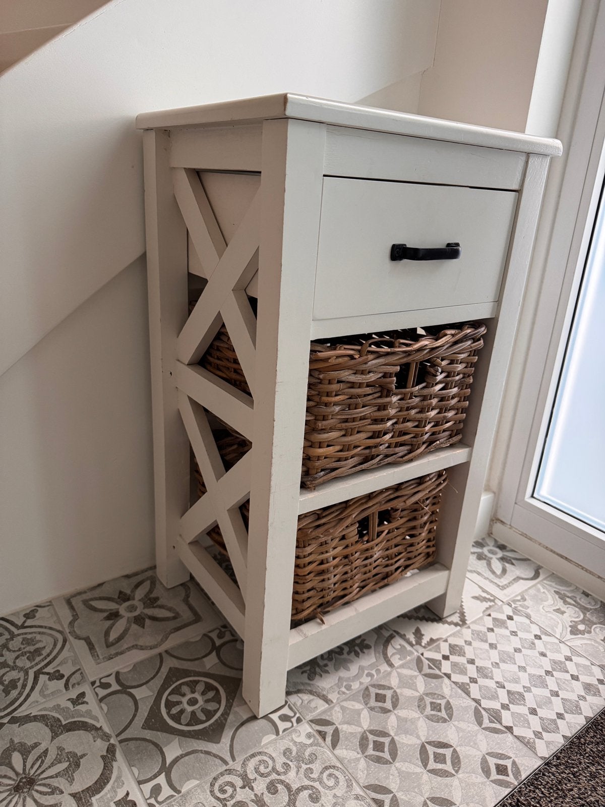 Wit kastje met lade en mandjes 68x38cm, Huis en Inrichting, Minder dan 50 cm, Gebruikt, 1 of 2 laden, Ophalen of Verzenden
