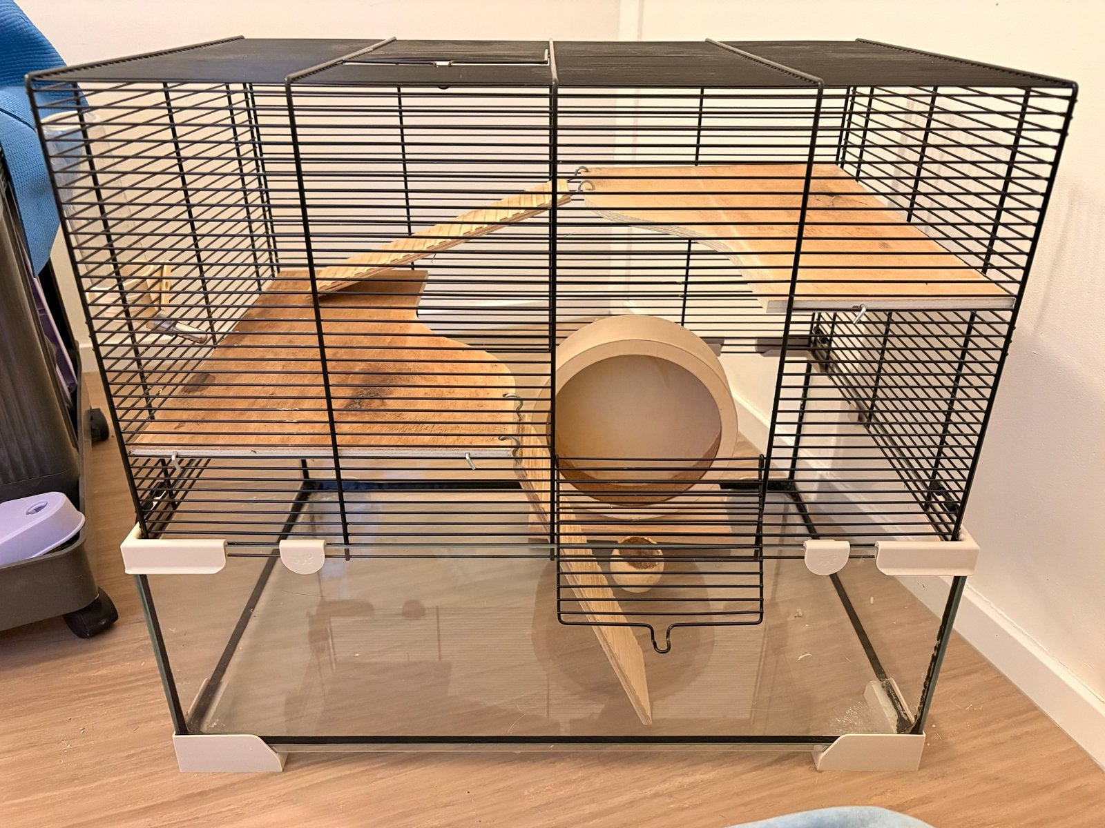 Complete hamsterkooi 60x38x52cm + verzameling spullen & voer, Dieren en Toebehoren, Kooi, Gebruikt, Minder dan 75 cm, Hamster