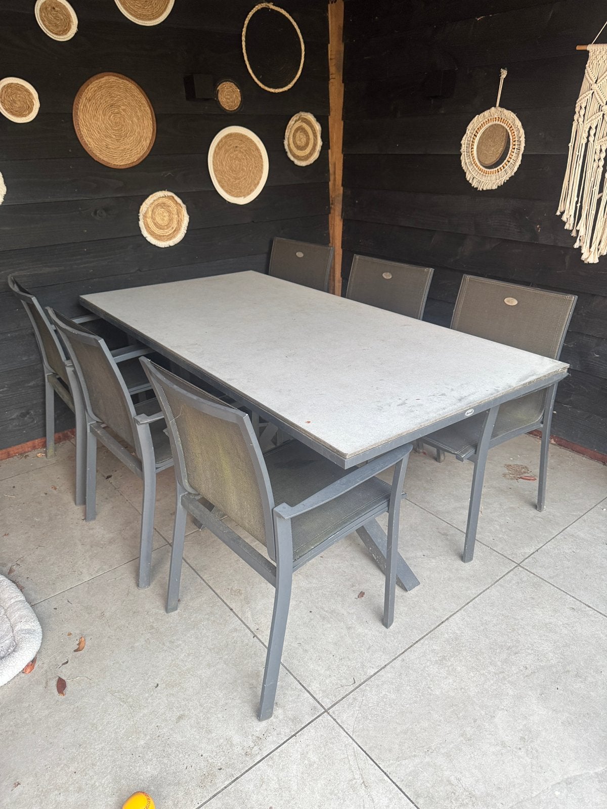 Tuintafel eettafel Hartman met middenpoot, Ophalen, Zo goed als nieuw, Rechthoekig, Kunststof