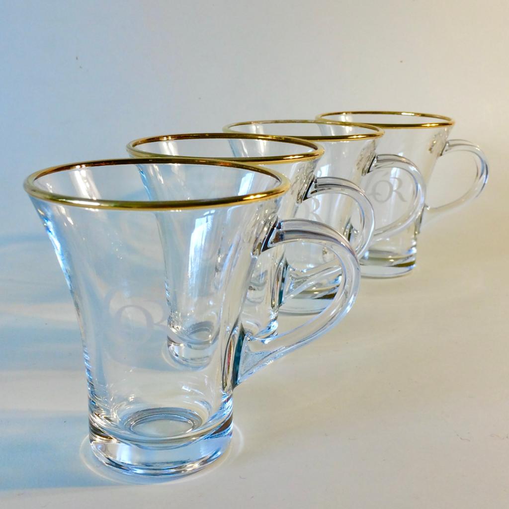 Set van 4 L’OR Lungo Glazen Koffie Kopjes, Verzamelen, Glas en Borrelglaasjes, Zo goed als nieuw, Overige typen, Ophalen of Verzenden