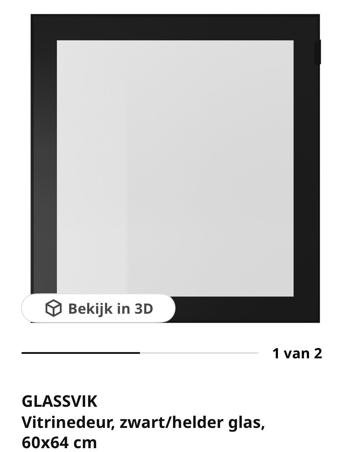 4x GLASVIK Vitrinedeur, zwart/helder glas, 60x64 cm, Ophalen, Nieuw, 50 tot 100 cm, Glas