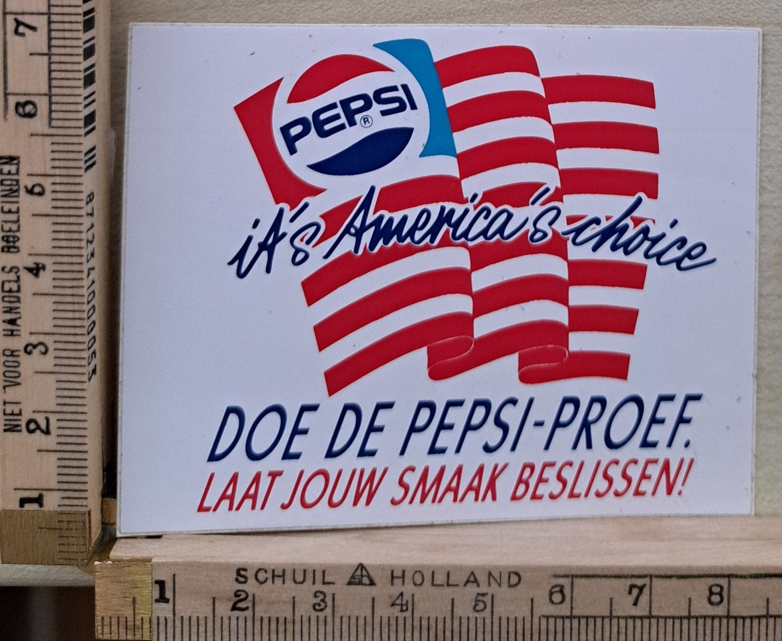 Vintage sticker doe de Pepsi proef it's Americas choiche, Ophalen of Verzenden, Zo goed als nieuw, Overige typen