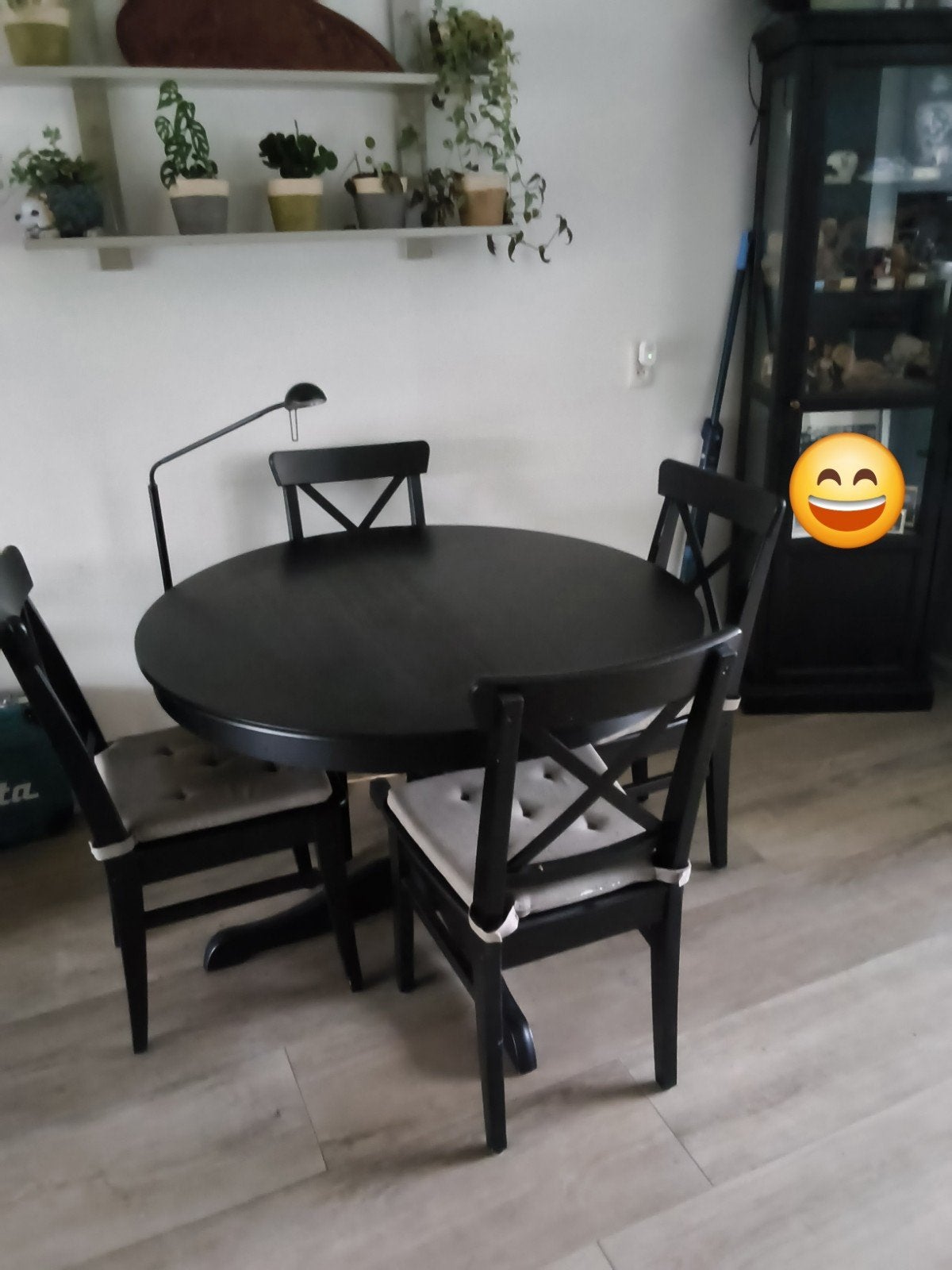 rosentorp (ikea) eettafel met 4 stoelen, Ophalen, Gebruikt, 100 tot 150 cm, Rond