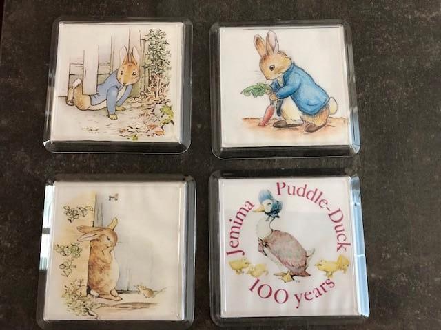 Beatrix Potter Onderzetters x4 Peter Rabbit Jemima Eend, Ophalen of Verzenden, Nieuw, Dier