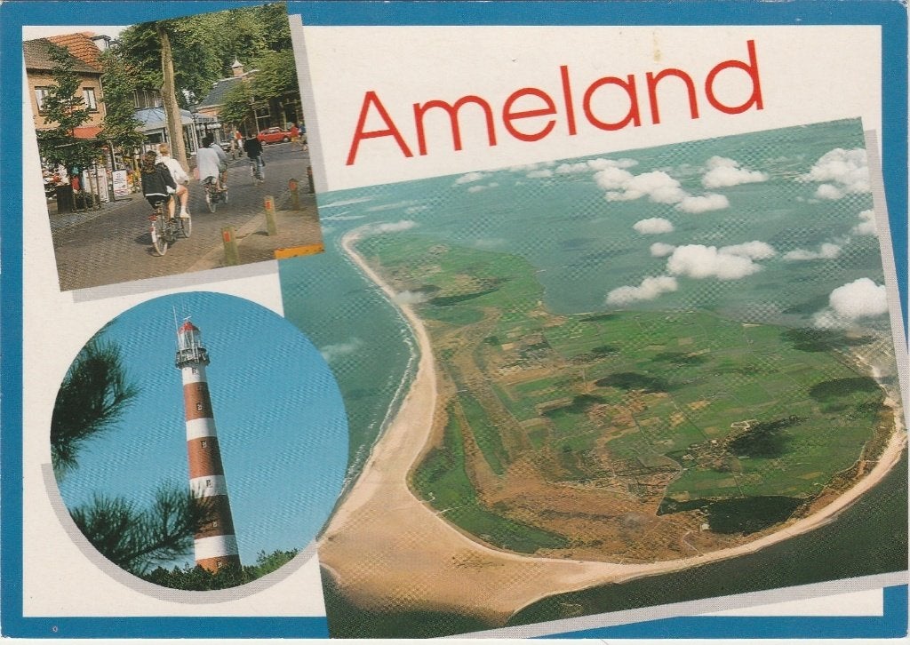 AMELAND Luchtfoto Vuurtoren Centrum, Verzamelen, Ansichtkaarten | Nederland, Verzenden, 1960 tot 1980, Gelopen, Waddeneilanden