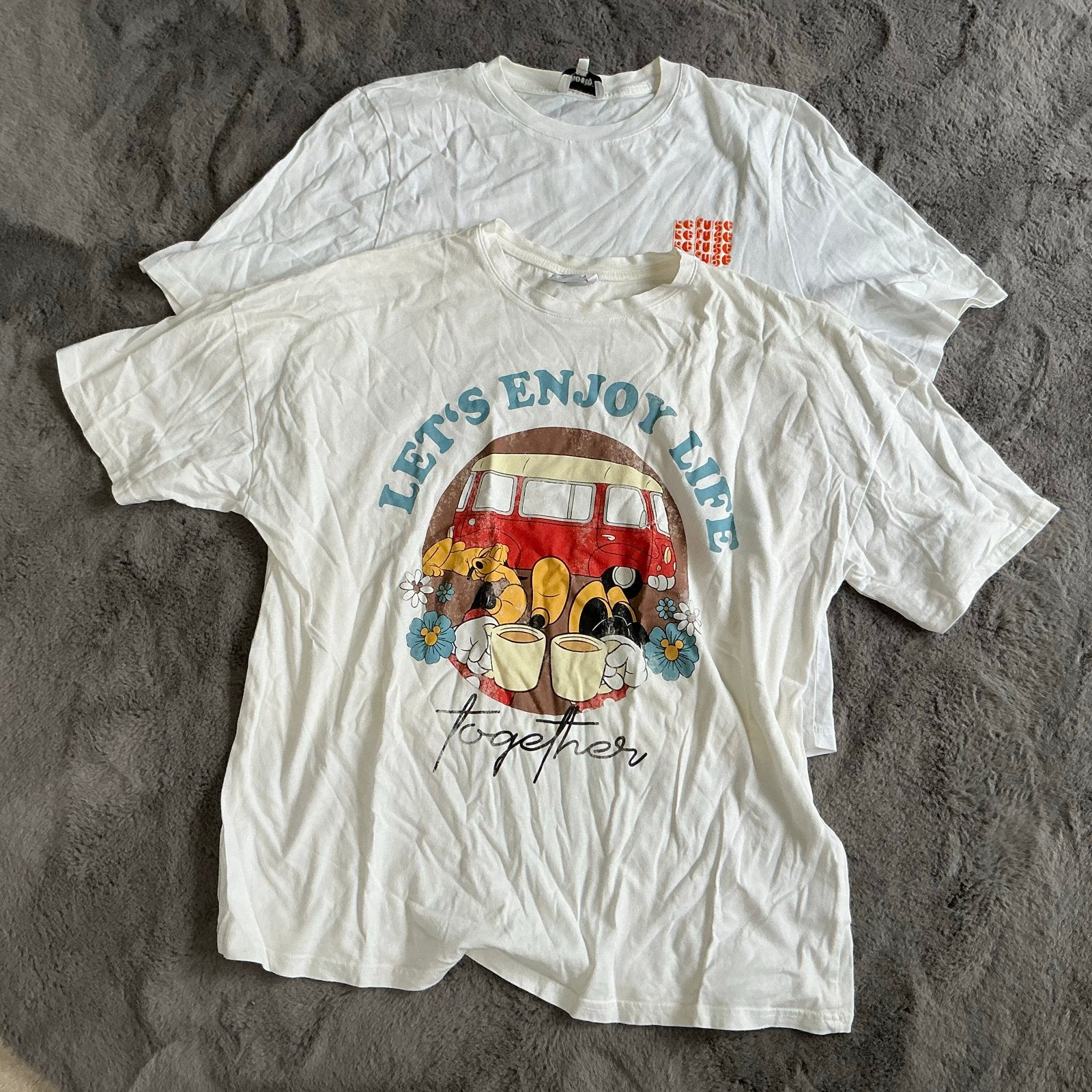 Set van 2 witte T-shirts met print, Kleding | Dames, Maat 38/40 (M), Wit, Ophalen of Verzenden, Korte mouw