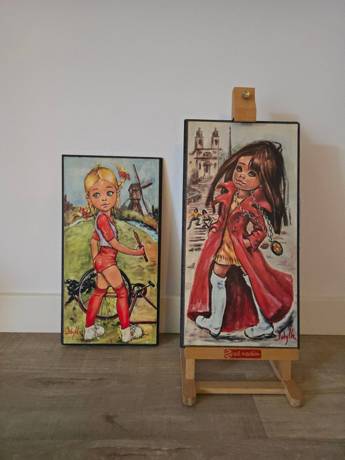 2 stuks Wide Eye Art, 60S Idylle Falconi Italië samen €59, Antiek en Kunst, Gesigneerd, Ophalen of Verzenden, Portret en Figuren