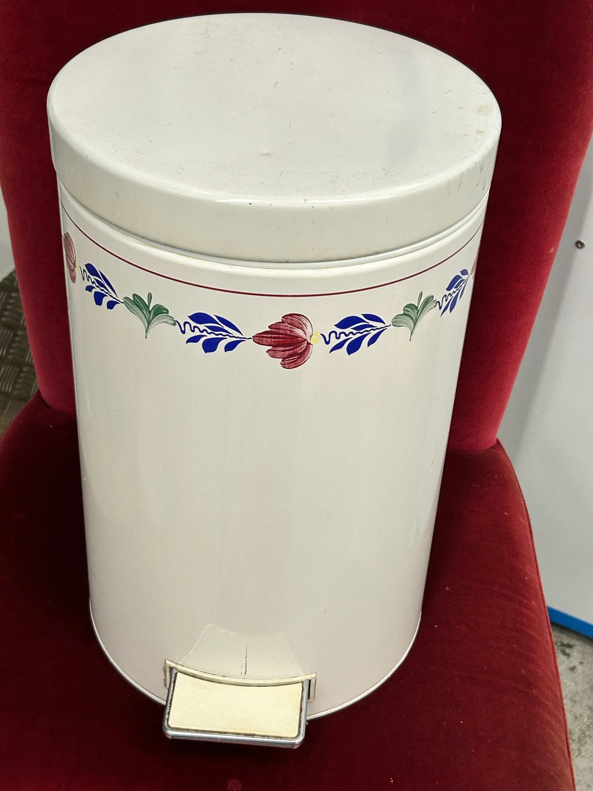 Vintage Brabantia Boerenbont Pedaalemmer, Huis en Inrichting, Woonaccessoires | Prullenbakken, 50 – 75, Gebruikt, Met pedaal, Div