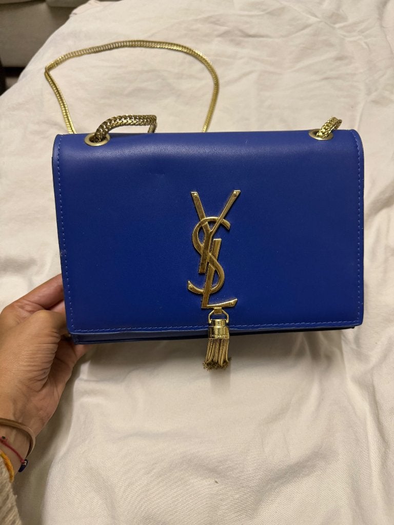 Geïnspireerd YSL Schoudertas met Gouden Details, Ophalen of Verzenden, Nieuw, Blauw, Schoudertasje