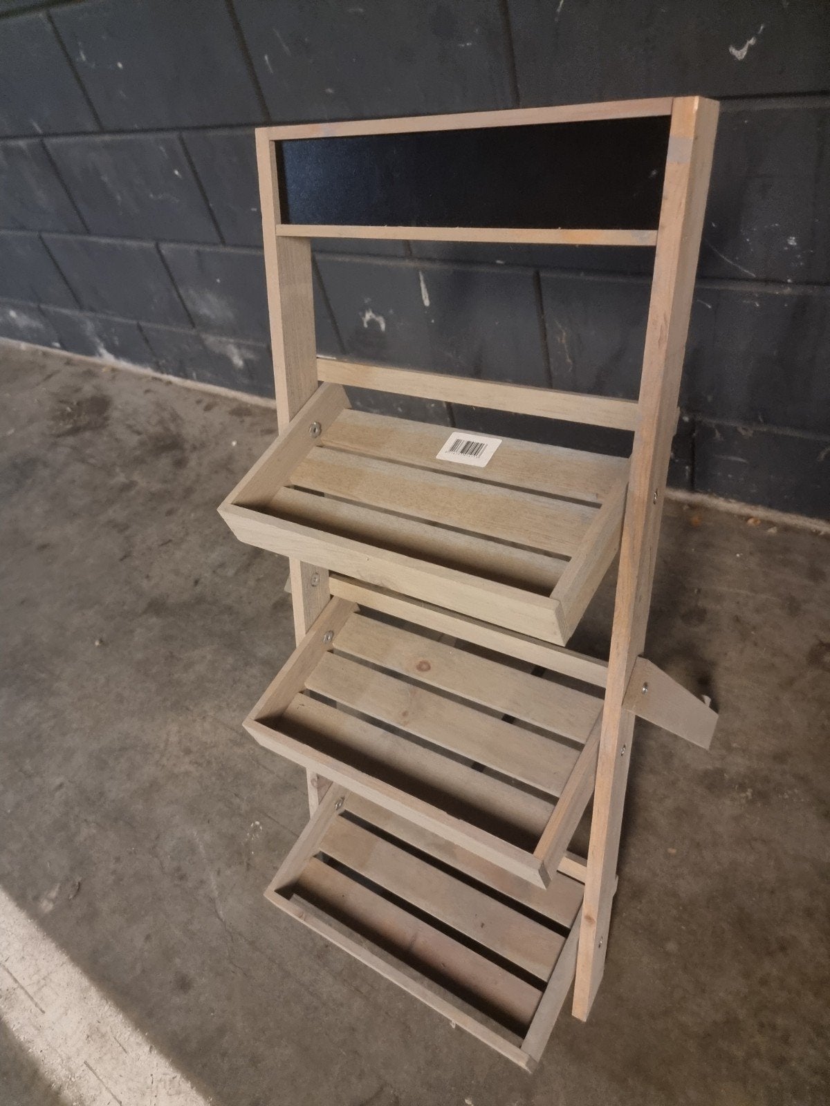 Houten etagere met 3 lagen en krijtbord, Ophalen of Verzenden, Gebruikt