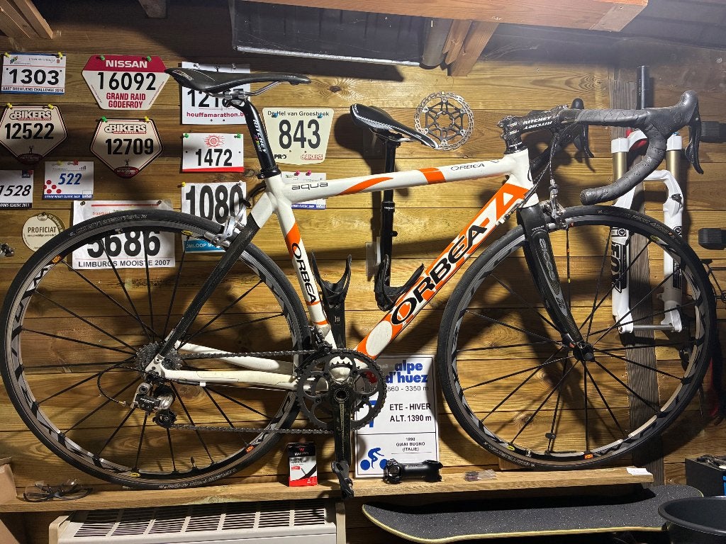 Orbea aqua met campagnolo recorder, Gebruikt, Velgrem, 49 tot 53 cm, Meer dan 20 versnellingen