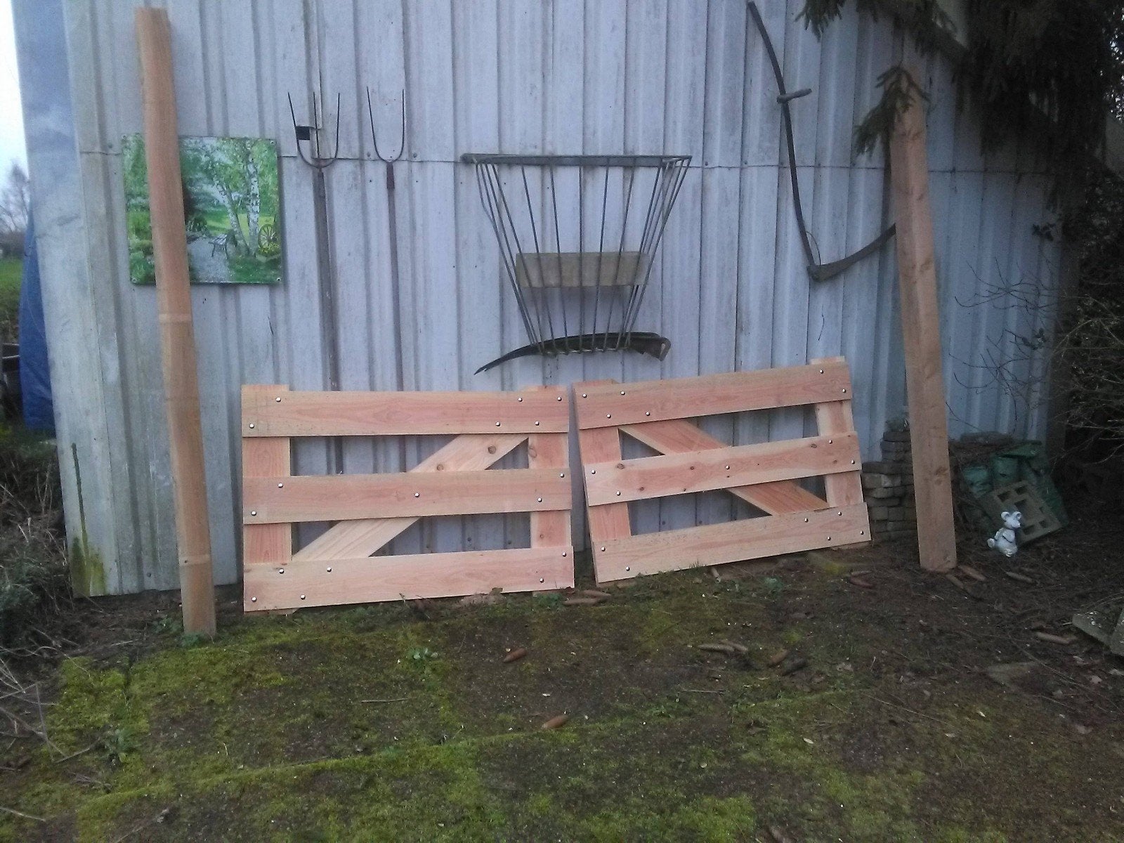 Nieuw Douglas landhek 3 m met 2 palen en beslag, Ophalen, Nieuw, Hout, Tuinhek
