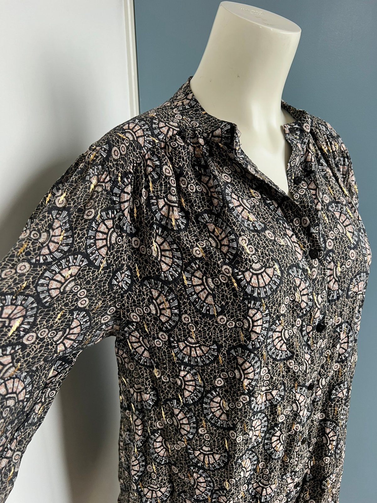 Sofie schnoor bruin antraciet goud blouse xl, Bruin, Maat 46/48 (XL) of groter, Ophalen of Verzenden, Zo goed als nieuw