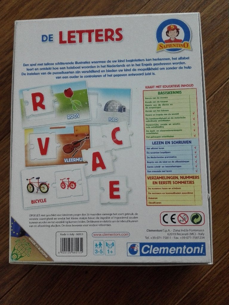 Clementoni leerspel de letters | tweetalig leerspel | NL-EN, Ophalen of Verzenden, Nieuw