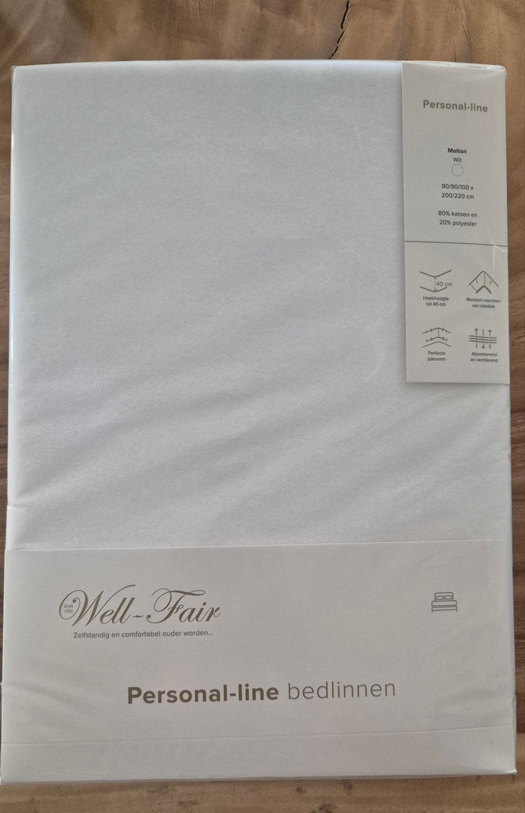 Molton voor één persoons bed  wit, Hoekhoogte 40 cm, Ophalen of Verzenden, Nieuw