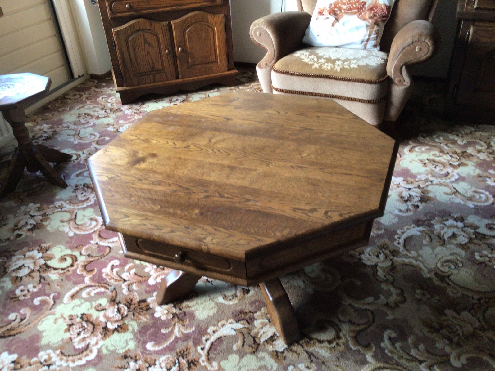 Eiken salon tafel 2 laden, Ophalen, 100 tot 150 cm, 50 tot 100 cm, Zo goed als nieuw