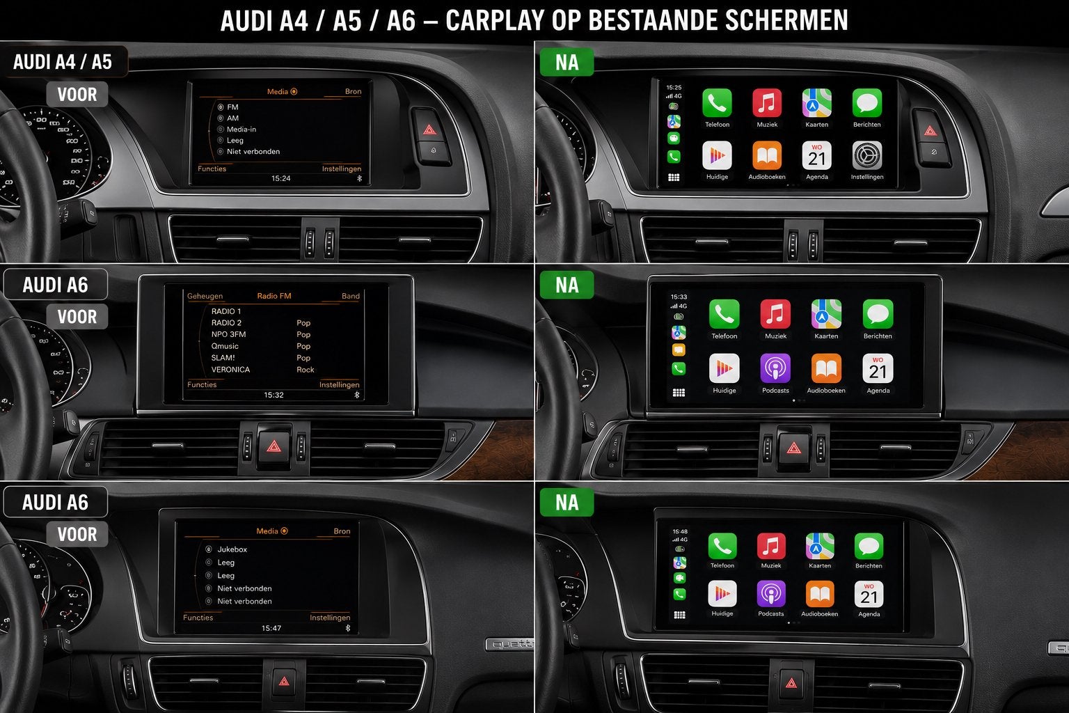 Audi A4, A5 & A6 CarPlay en Achteruitrijcamera Inbouw, Ophalen of Verzenden, Nieuw