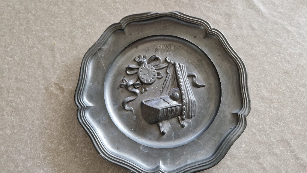 geboorte bord van tin, Ophalen of Verzenden