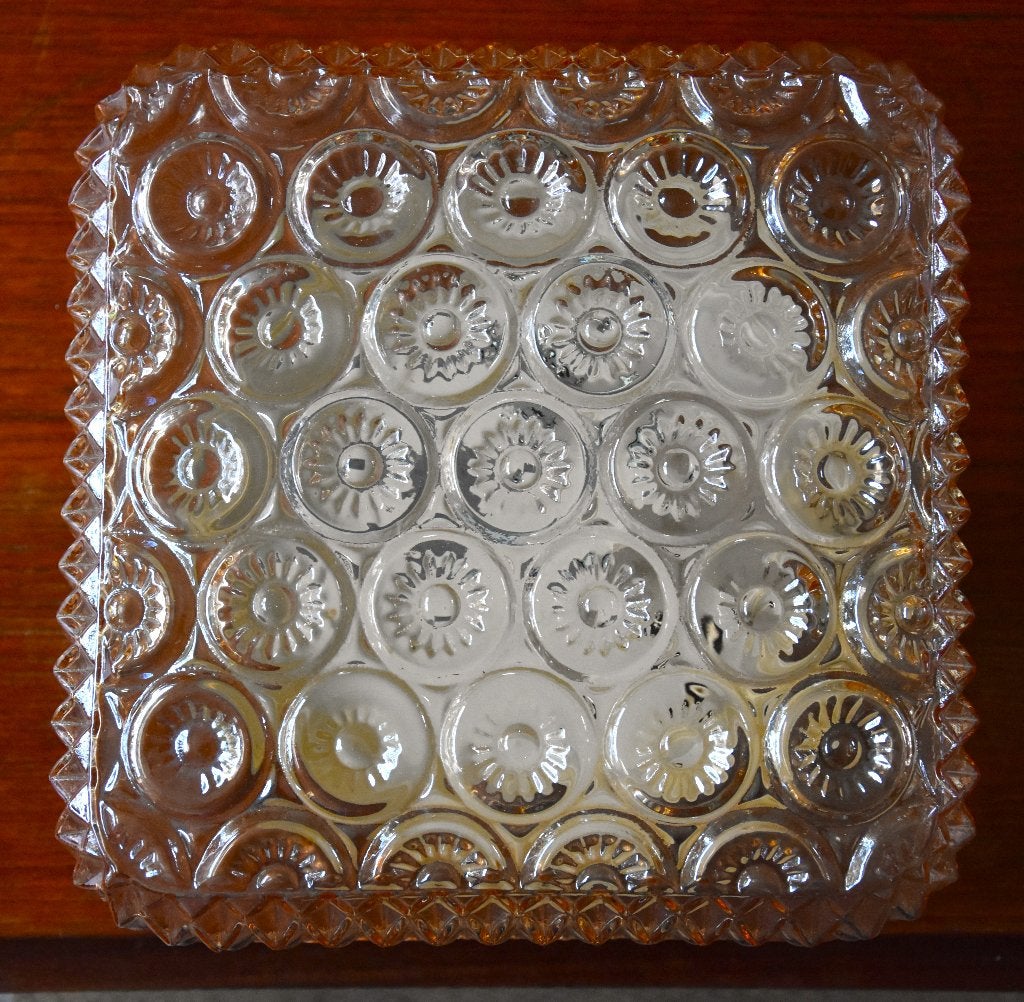 Vintage Glazen Plafondlamp, Ophalen, Gebruikt, Vintage, Meerkleurig