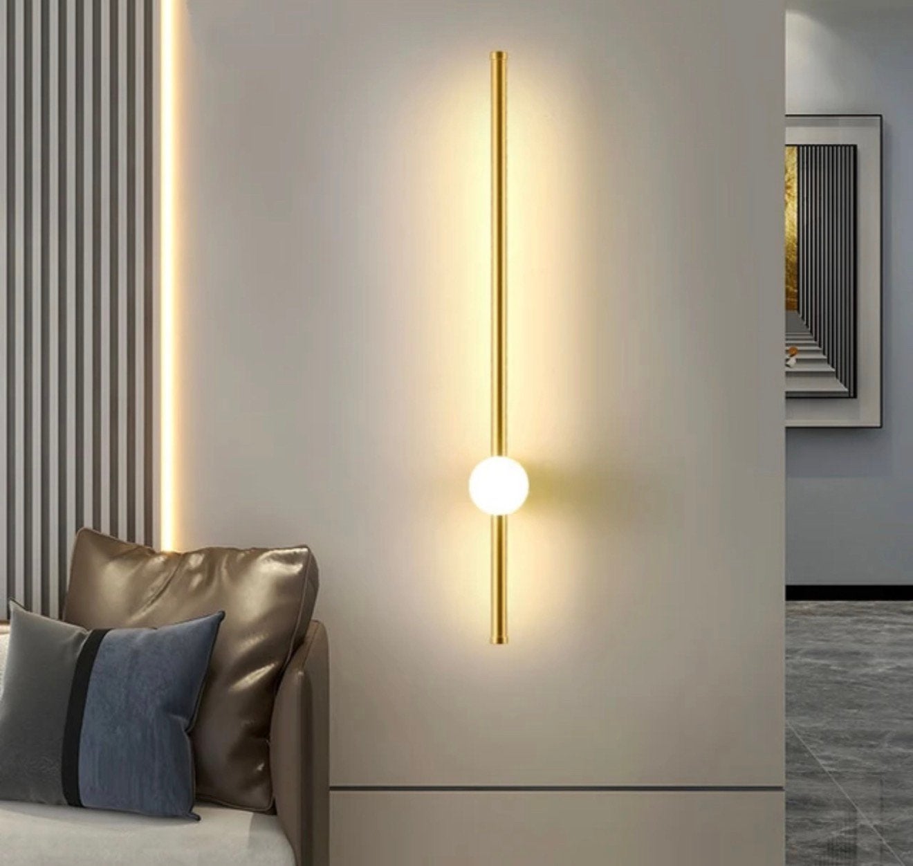 Lijn Led Wandlamp Goud stang Staaf 60cm muurlamp luxe modern, Led-lamp, Nieuw, Ophalen of Verzenden, H