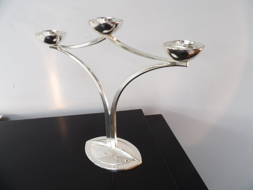 Grote Art Nouveau Style Kandelaar BMF verzilverd, 80er jaren, Ophalen of Verzenden, Zilver
