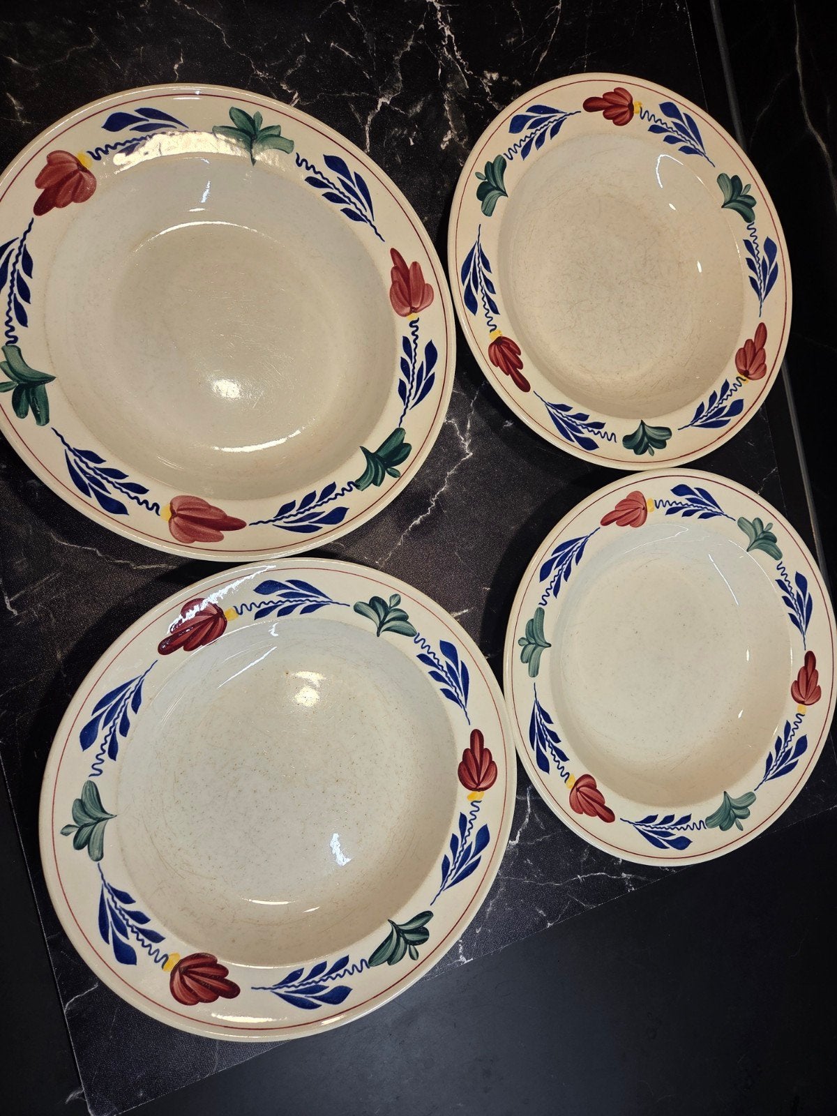 Set van 4 Boch 'French Garden' diepe borden, Ophalen