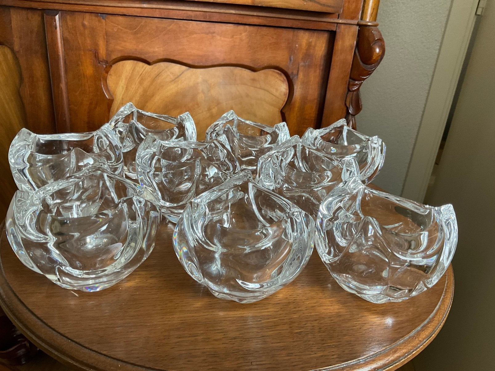 9 Loodkristal Waxinelichthouders - Amalfi model Tulp, Ophalen of Verzenden