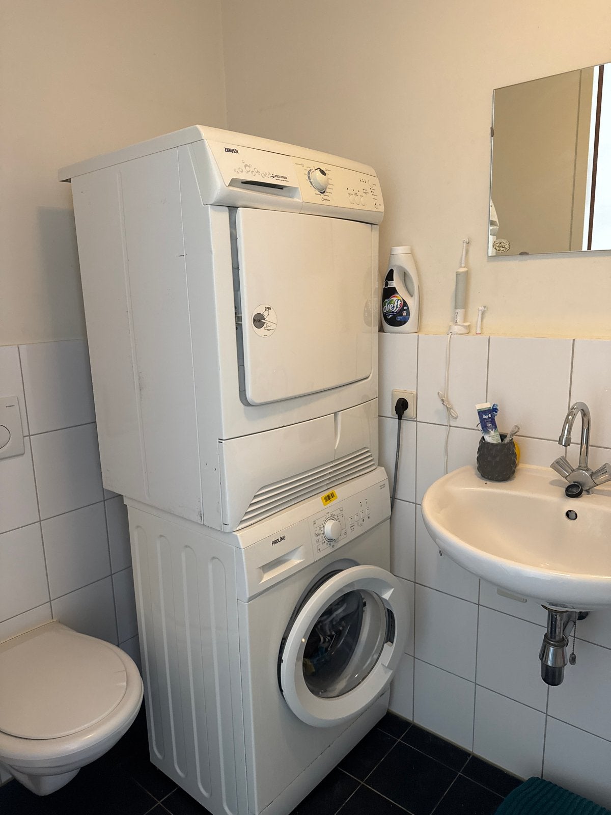 Wasmachine en droger set - Proline en Zanussi, 6 tot 8 kg, Ophalen of Verzenden, Gebruikt, 95 cm of meer
