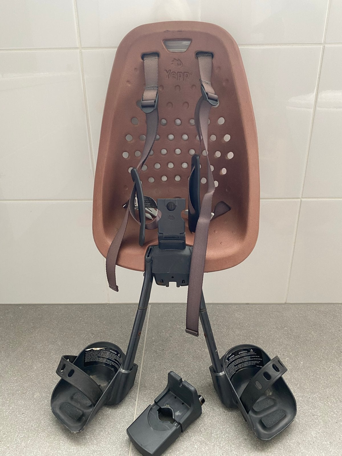 Yepp Fietsstoeltje Voorop - Bruin, Voorzitje, Ophalen of Verzenden, 0 t/m 13 kg, Gebruikt