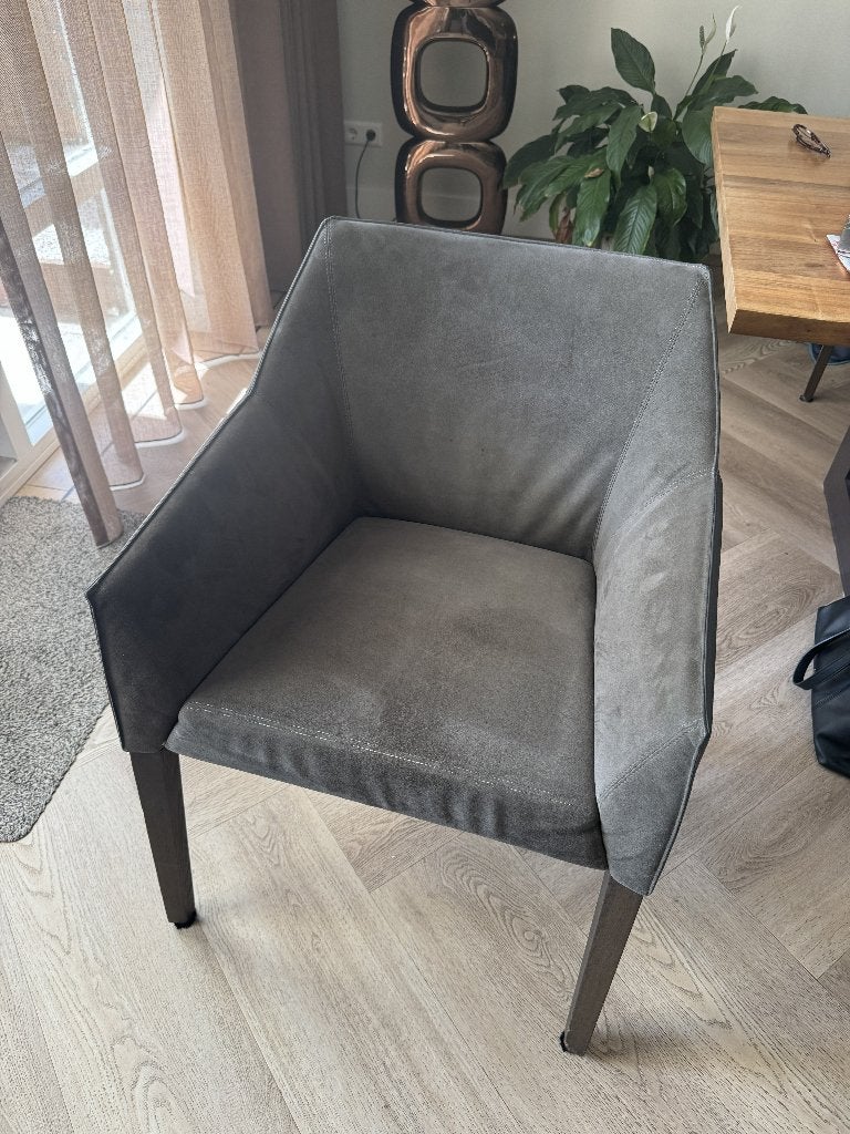 6 Leolux Pyrite eetkamerstoelen Grijs, Ophalen, Modern, Comfortabel, Gebruikt, Stof