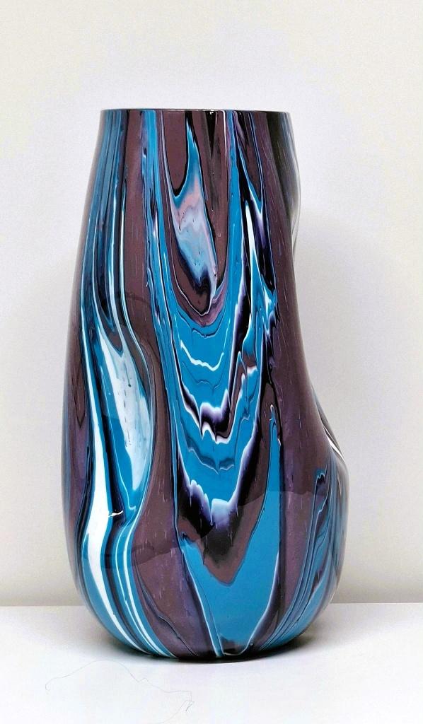 Vaas gegoten uniek epoxy handmade vazen pouring art kunst, Overige kleuren, Ophalen of Verzenden, Minder dan 50 cm, Glas