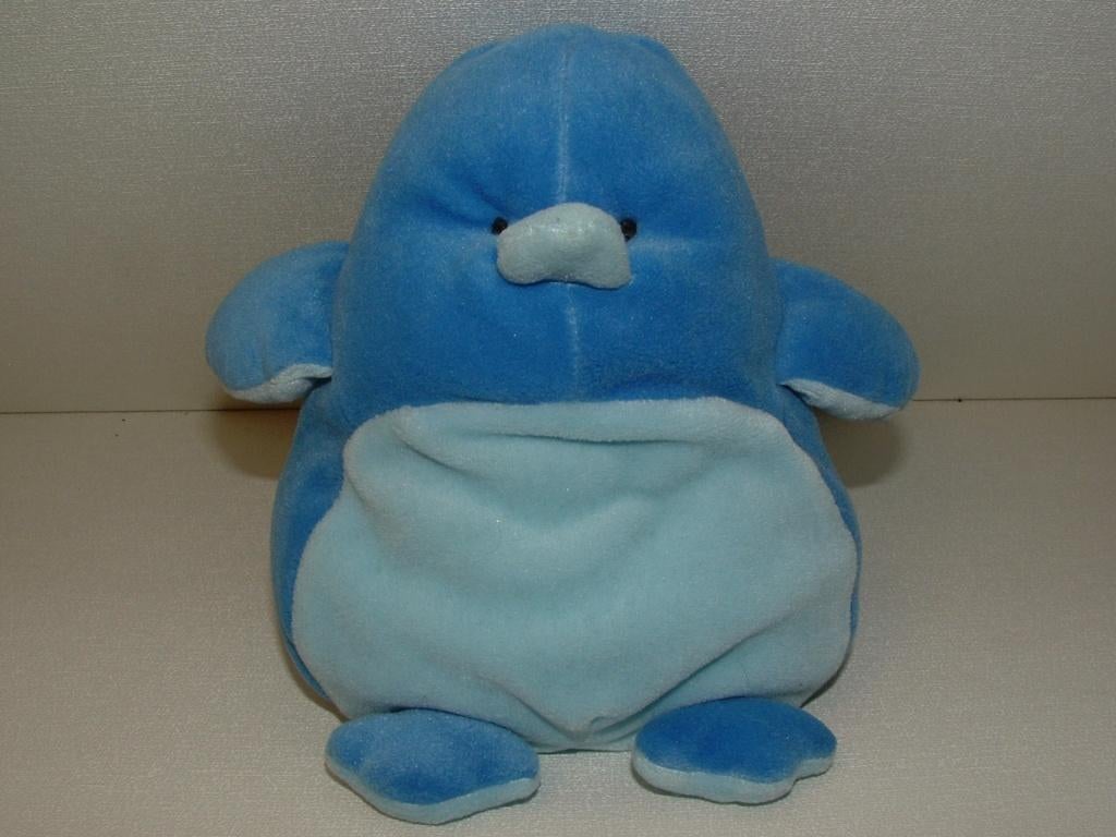 HAPPY HORSE PINGUIN POLLY NR2 VELOURS BLAUW MET, Kinderen en Baby's, Speelgoed | Knuffels en Pluche, Blauw, Nieuw, Wasbaar, Klein (minder dan 20 cm)