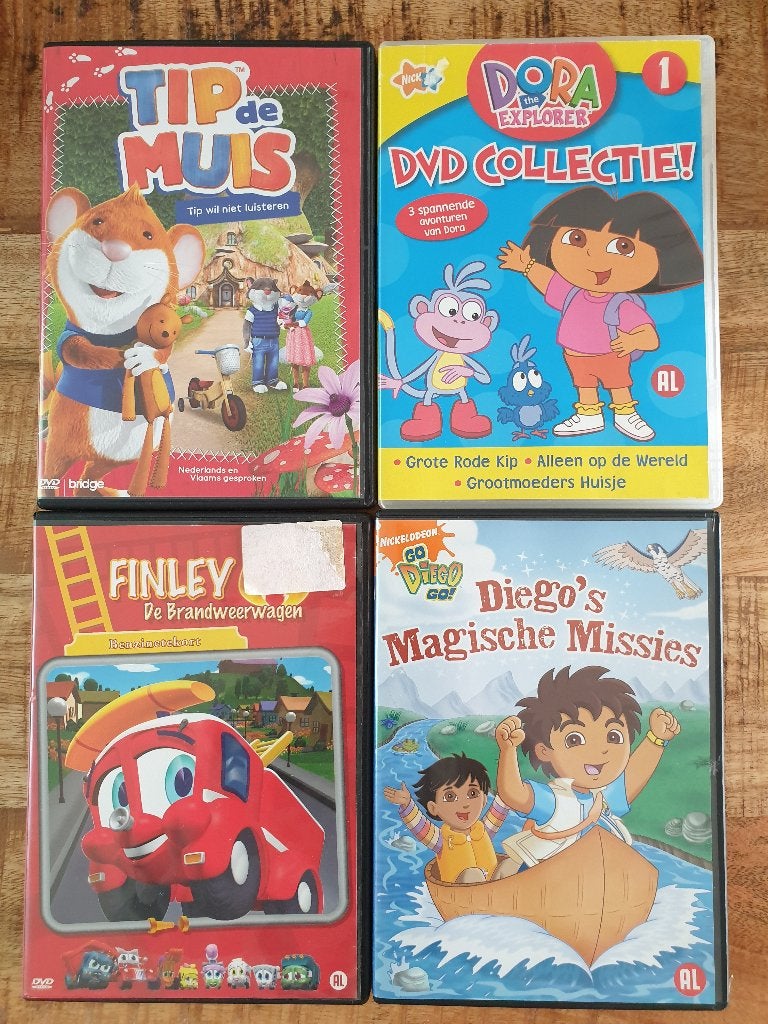 4 kinder DVD's, Alle leeftijden, Ophalen of Verzenden, Zo goed als nieuw