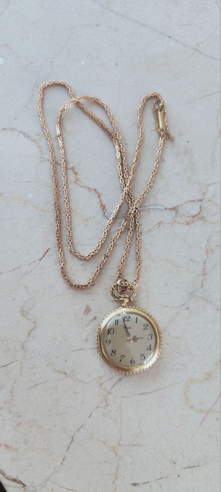 14 Karaat Gouden Monte Ketting met Horloge - Vintage, Ophalen, Goud