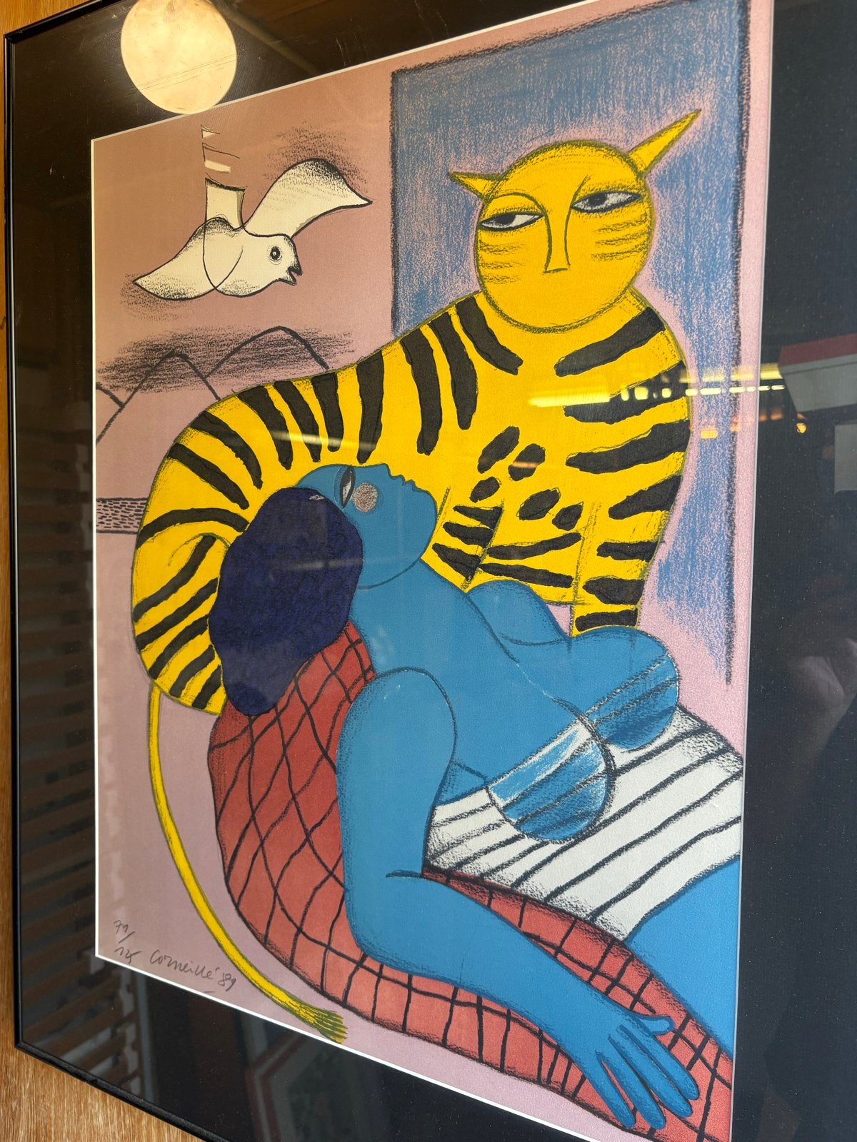 Corneille - Lithografie 'Vrouw met Kat' (1989), Gelimiteerde oplage, Ophalen of Verzenden, Portret en Figuren, Lithografie