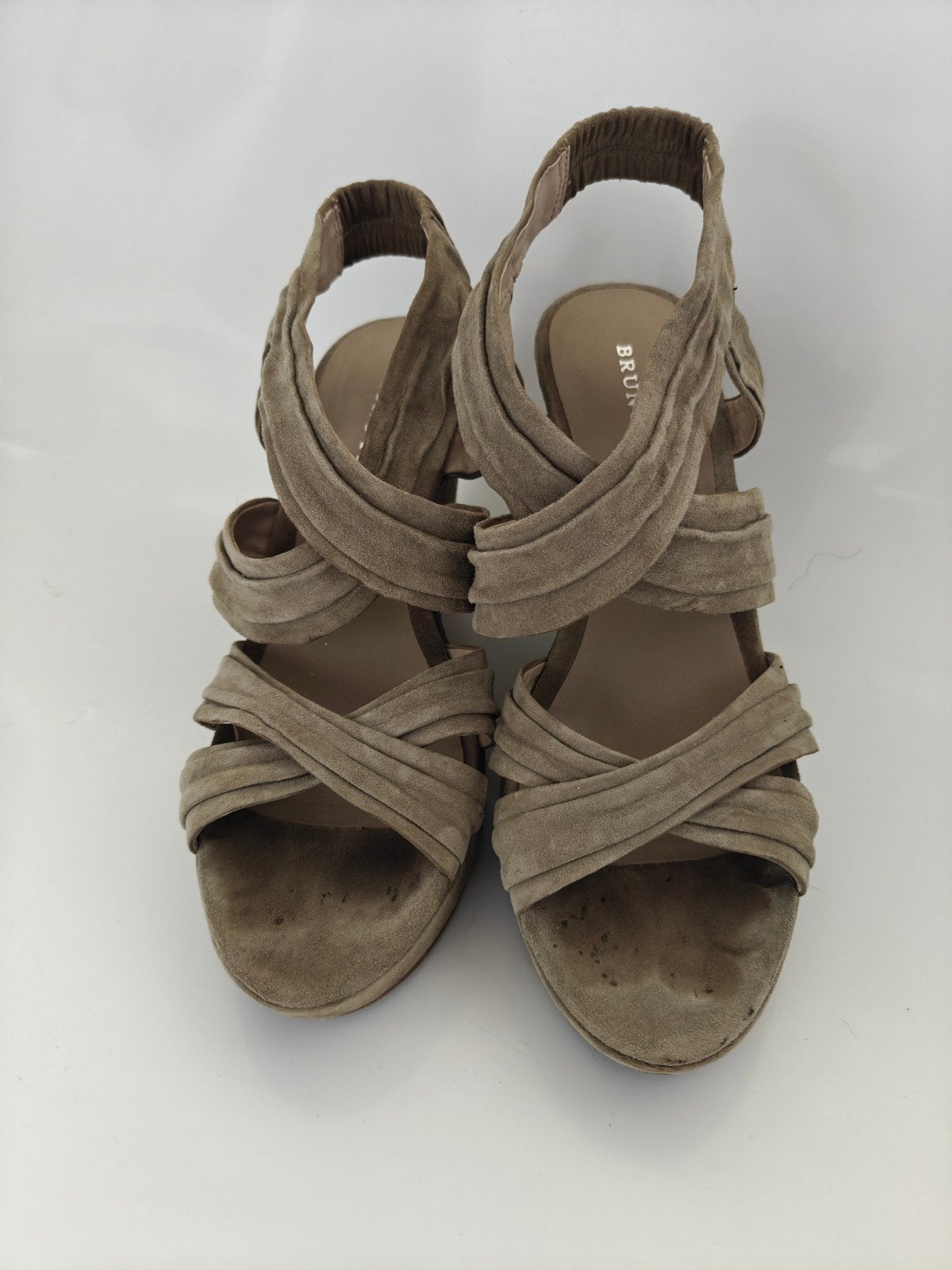 Bruno Premi Suède Sleehak Sandalen - Maat 41, Bruno Premi, Beige, Gedragen, Sandalen of Muiltjes