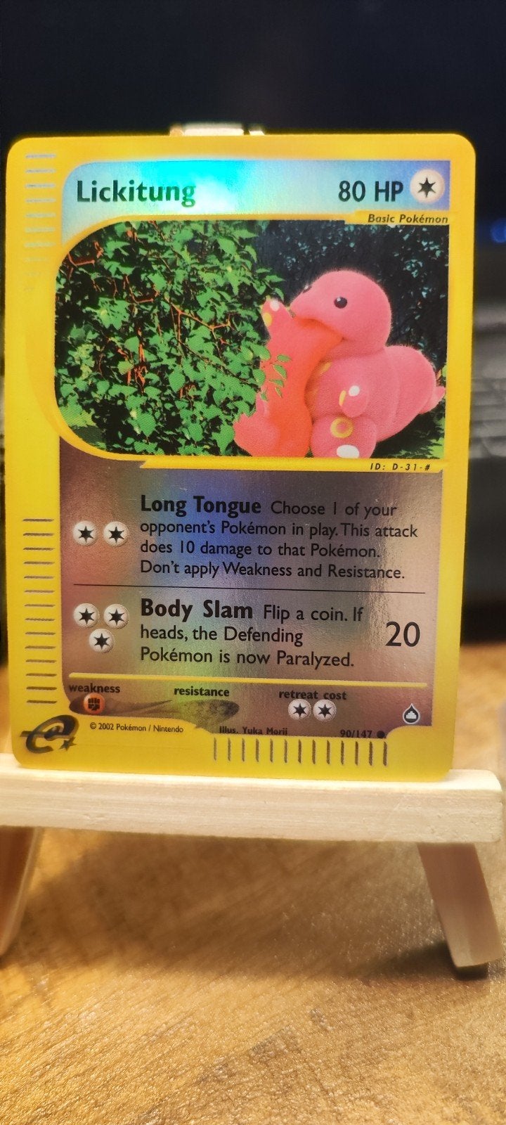 Lickitung Aquapolis Reverse Holo Pokémon Kaart, Ophalen of Verzenden, Zo goed als nieuw, Losse kaart, Foil