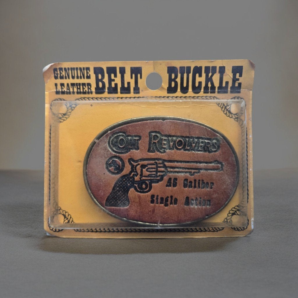 Vintage Colt Revolvers .45 Caliber Leather Belt Buckle – New, Ophalen of Verzenden, Nieuw, Bruin, Minder dan 95 cm