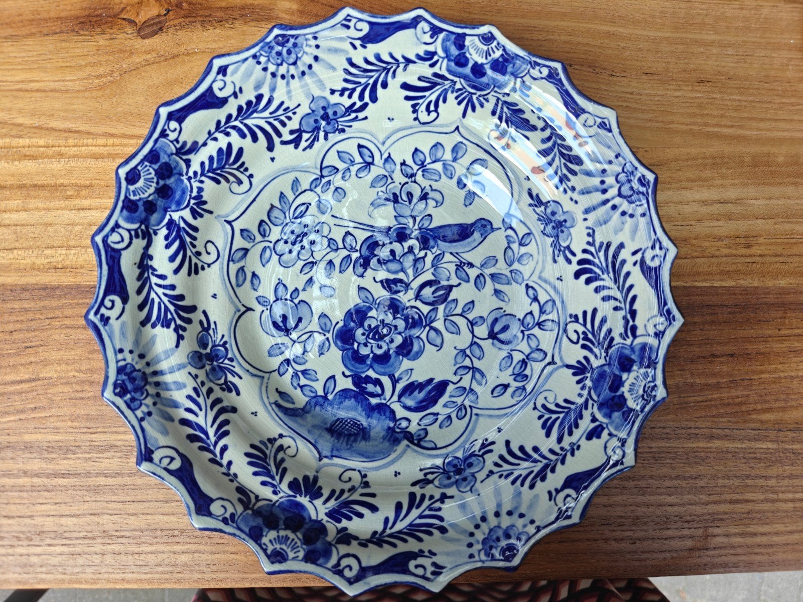 Delfts blauw wandbord met vogel., Antiek en Kunst, Ophalen
