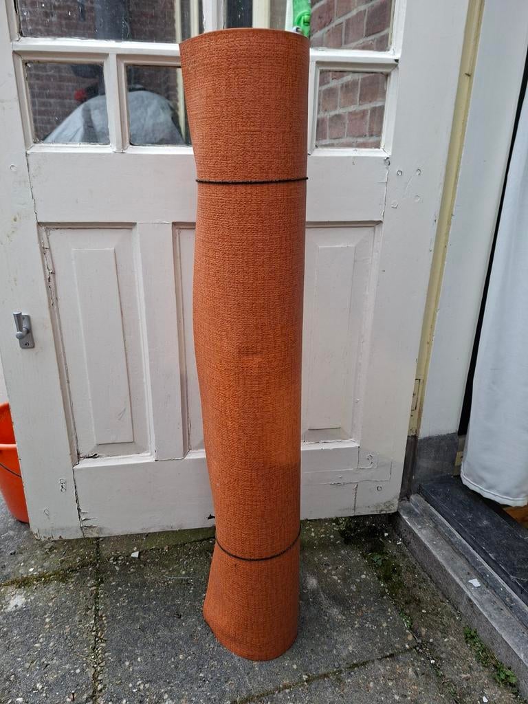 Vintage Schuim-vinylbehang Jaren '70 - Oranje met Reliëf, Ophalen of Verzenden, Minder dan 10 m², Oranje