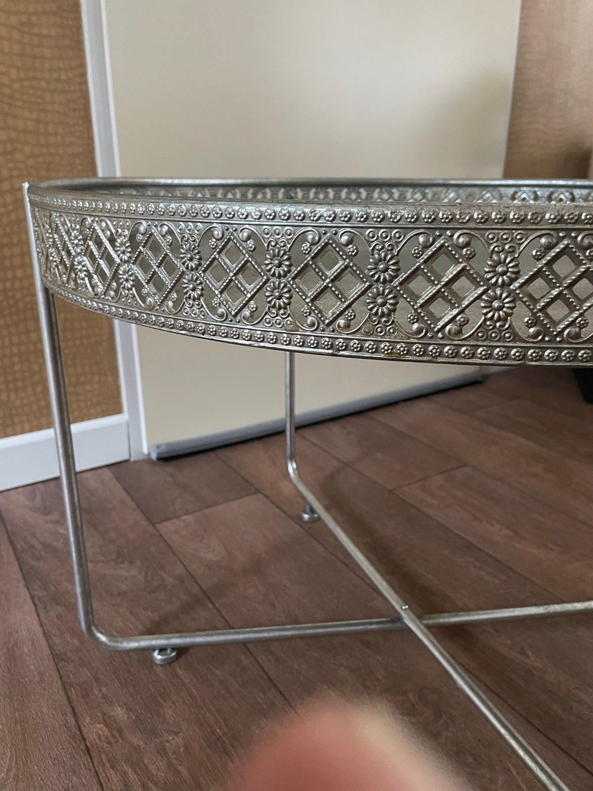 Marokkaanse theetafel, Ø 72cm, bewerkte rand, Ophalen, Minder dan 45 cm, Gebruikt, Metaal of Aluminium
