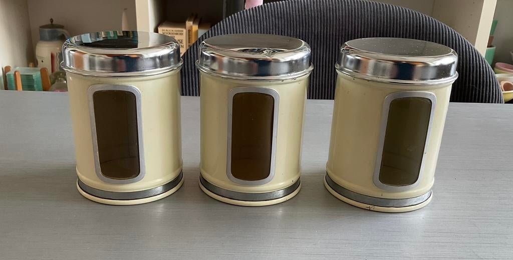 3x Brabantia Home Steel voorraadbusjes met venster;  10,5 cm, Ophalen of Verzenden