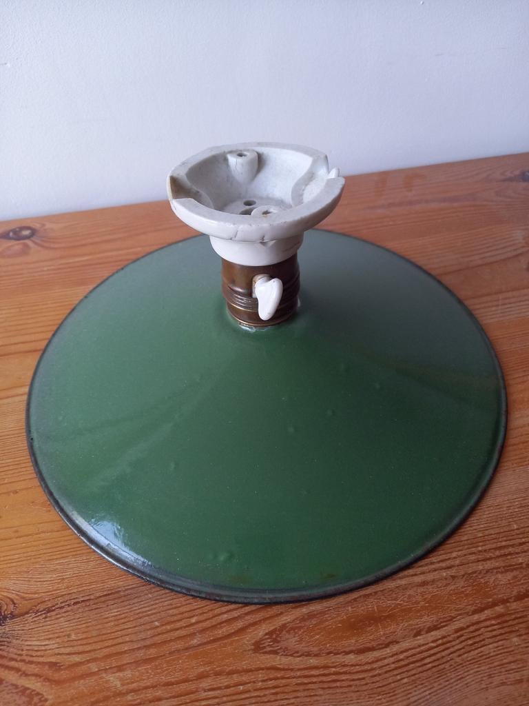 Vintage emaille Franse schoenmakers lampenkap., Ophalen of Verzenden