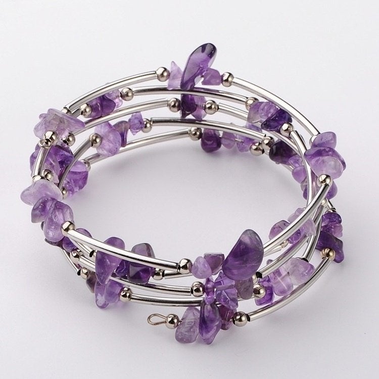 SALE: Wikkelarmband van amethist, Info.adorabeads@gmail.com, Overige materialen, Adorabeads, Verzenden