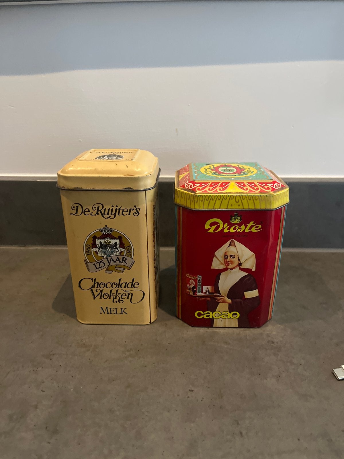 Vintage blikken: De Ruijter's en Droste cacao, Verzamelen, Blikken, Ophalen of Verzenden, Gebruikt, Overige, Droste
