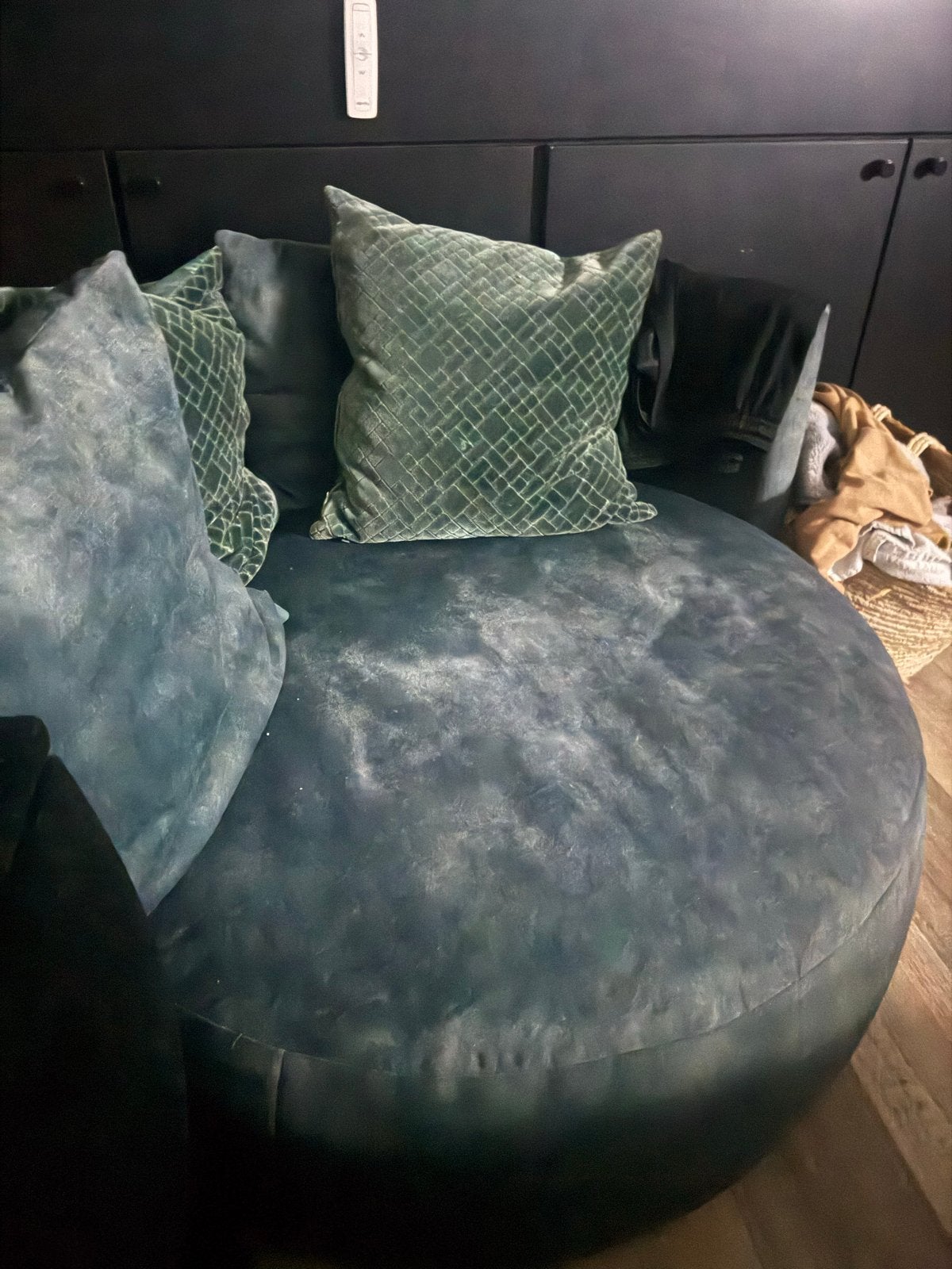 Ronde loveseat - Fluweel velvet -Groen, Huis en Inrichting, Ophalen, Zo goed als nieuw, 150 cm of meer, Stof