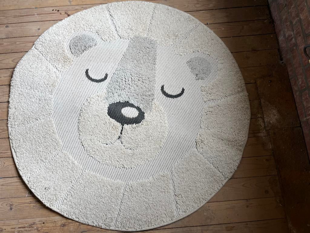 Rond vloerkleed kinderkamer leeuw (doorsnee 120 cm), Ophalen of Verzenden, Zo goed als nieuw, Kleed of Kussen