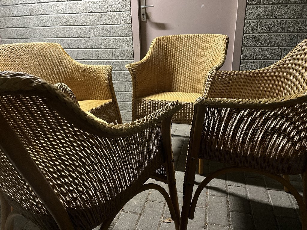 4 Loyd Loom of Spalding fauteuils in perfecte staat, Huis en Inrichting, Ophalen, Overige kleuren, Zo goed als nieuw, Oud Engels | Originele Loyd Loom of Spalding